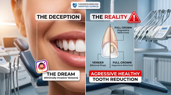 The “Hollywood Smile” Deception: How Low-Cost Clinics Over-File Healthy Teeth